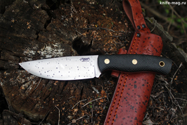 Туристический нож Барибал Böhler K110 конвекс, накладки micarta Черная, оружейная насечка