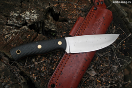 Туристический нож Барибал Böhler K110 конвекс, накладки micarta Черная, оружейная насечка